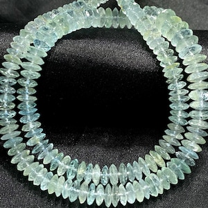 Beautiful Aquamarine Faceted Rondelle Beads 6mm/7mm Aquamarine Gemstone Beads Natural Aquamarine Faceted Tyre Beads 18Inch Graduated Strands