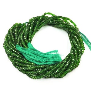 Beautiful Chrome Diopside Faceted Rondelle Beads 4mm Chrome Diopside natural Gemstone Beads 18&quot; long chrome diopside string Superb Quality
