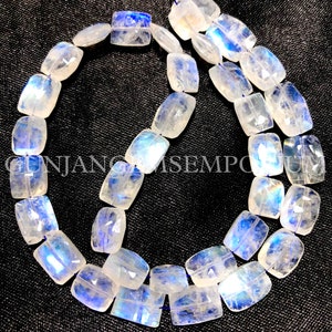 Popular~~Blue Fire~AAA+ White Rainbow Moonstone Faceted Beads Natural Rainbow Beads Rectangle Shape Beads White Rainbow Faceted Chicklettes