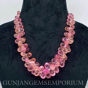 Pink Peach PADPARADSCHA Sapphire AAAA+ QUALITY~~Rare Pink Sapphire Faceted Teardrop Beads Sapphire Teardrops Wholesale Sapphire 14” Necklace