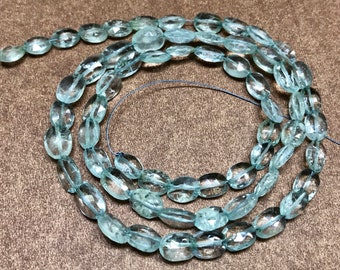 Unique Natural AQUAMARINE Faceted Oval Gemstone Beads/Genuine Aquamarine Oval Shape(micro cut) Beads/18” 9* 7 L*W Beautiful Aquamarine Bead