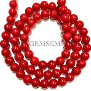 AAA+ Tested Coral Smooth Round Beads Natural Coral 6mm Beads Cherry Red Coral Beads 6mm Coral Balls Genuine Coral Rounds Shallow Water Coral