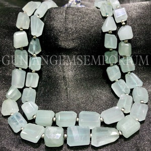 Extremely Beautiful~~AAA+ Milky Aquamarine Nuggets 2 Layer Necklace Genuine Aquamarine Faceted Nuggets Beads Aquamarine Gemstone Tumble Bead