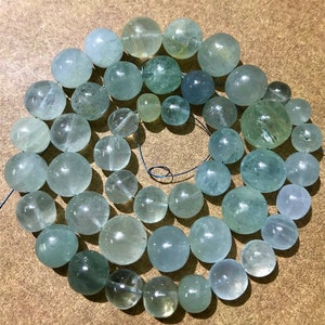 100% Natural Milky Aquamarine Gemstone Beads••Beautiful Aquamarine Stone Balls••8*12 mm Shaded Milky Aquamarine Spheres••Rare Newly Arrived