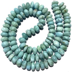 AAA+ Blue Larimar Smooth Rondelle Beads 8mm Larimar Rondelle Beads 18” Natural Larimar Smooth Rondelles Larimar Gemstone Beads Larimar Beads
