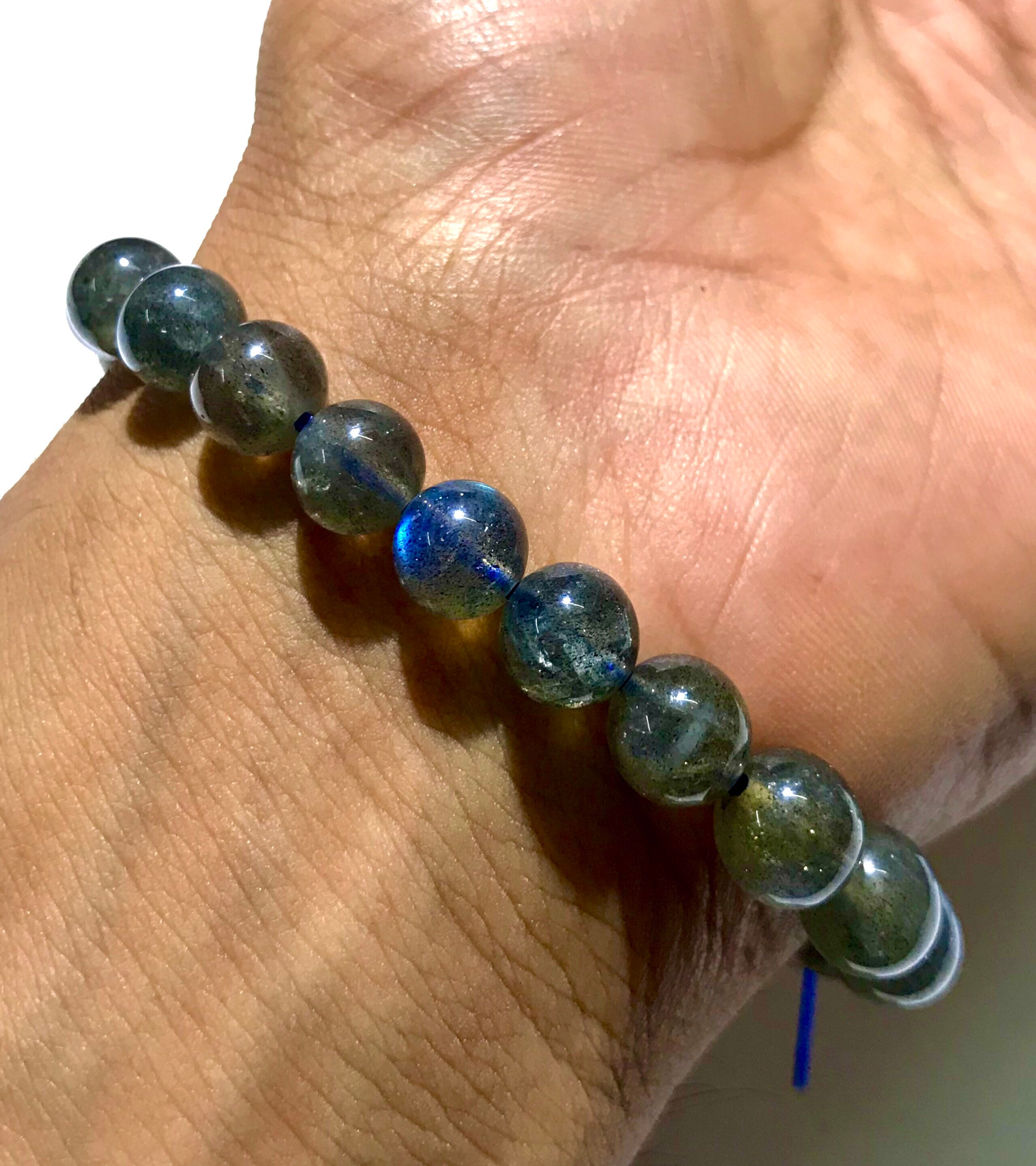 Braccialetto Labradorite, Occhio di Tigre, Tormalina Nera perline in pietra naturale da 6mm - Qualità A