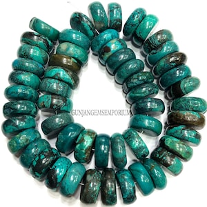 Teal Blue Arizona Turquoise Beads Rare Turquoise Smooth Rondelle Beads 19/21mm Smooth Turquoise Gemstone Beads 16” Wholesale Turquoise Stone