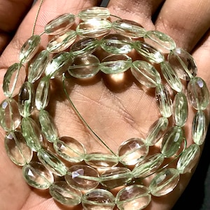 Green Amethyst Premium Quality Faceted Oval Shape Beads/8*11mm W*H Ovals/18” Faceted Amethyst Oval Shape Strand/Amazing Cut Green Amethyst
