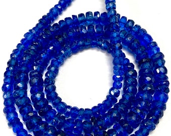 Extremely Beautiful~AAA+ Blue Sapphire 4/5mm Blue Sapphire Faceted Rondelle Beads Royal Blue Sapphire Faceted Beads Blue Sapphire Strands