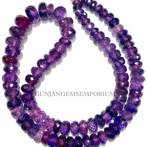 Gorgeous~~Purple Sapphire Beads AAA+ QUALITY RARE Purple Sapphire Faceted Rondelle Beads Faceted Sapphire Rondelles 5-7mm Graduated Necklace
