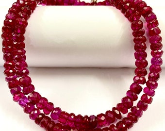 Sparkling~AAA+ Ruby Corundum Faceted Rondelle Beads 5mm Rondelle Ruby Beads 18” Ruby Gemstone Beads Very Rare Ruby Beads Wholesale Ruby Gems