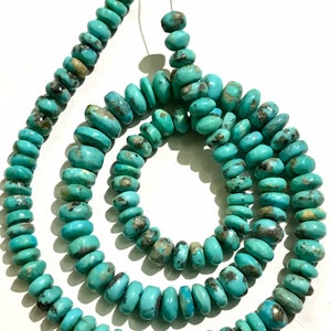 Beautiful~AAA+ Natural Arizona Turquoise Stone Beads/Smooth Rondelle Shape Sleeping Beauty Turquoise Gemstone Beads/24 Inch Turquoise Strand