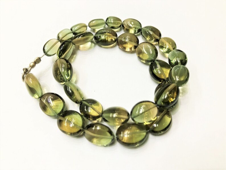 8*10MM Magneficent Green Hydro Quartz Smooth BeadsGreen Hydro Quartz Oval Shape Gemstone Beads.8-10MM 12\u201d Elegant Green Hydro STRAND