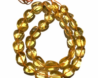 Very Rare~Natural Citrine Smooth Nuggets Beads Yellow Citrine Gemstone Beads Citrine 12-15MM Smooth Tumble 17” Beads Beautiful Citrine Beads
