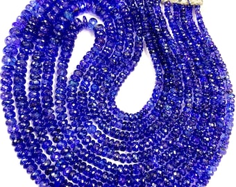 Extremadamente hermoso ~ AAAA + Tanzanita Vela Facetada Rondelle Beads 5 Layer Necklace Top Quality Natural Tanzanite Beads Blue Tanzanite Micro Cut Bead
