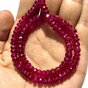 Sparkling~AAA+ Ruby Corundum Faceted Rondelle Beads 4*5mm Rondelle Ruby Beads 18” Ruby Gemstone Beads Very Rare Ruby Beads Wholesale Rubies
