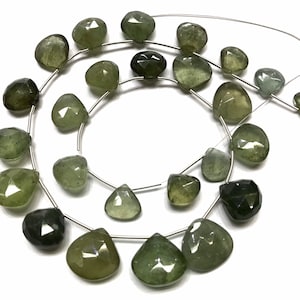 Exclusive Natural MOSS AQUAMARINE Faceted Heart Shape Gemstone Beads/12*15mm 14” Moss Aquamarine 25 Pcs/AAA+ Quality/Genuine Moss Aquamarine
