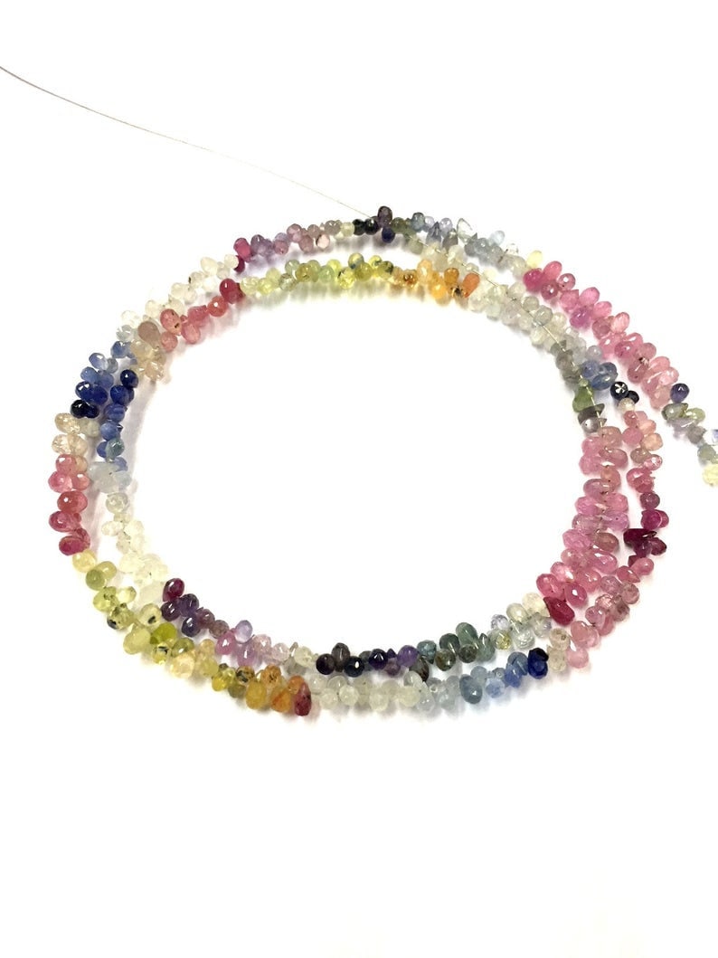 Beautiful Natural Faceted Very Rare Multi Sapphire Teardrop Beads 2.5mm Drop Shape Gemstone Beads 19 Inch Strand Top Quality