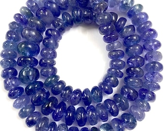 AAA+ Super Quality~~Tanzanite Gemstone Beads Tanzanite Smooth Rondelle Beads Natural Tanzanite 6-8mm Rondelle Beads 16” Tanzanite Necklace