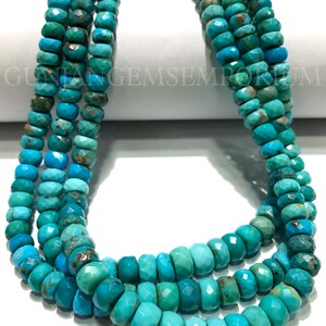 AAA + zertifiziert ~~Arizona Turquoise Facettierte Rondelle Perlen Blau Turquoise Bead facettierte Türkis Rondelle 5-6 mm Türkis Edelstein Schmuck
