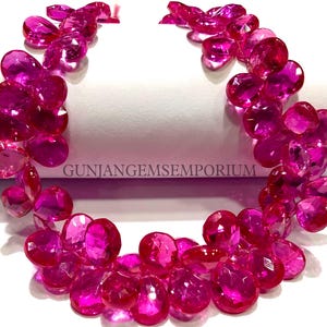 Vibrant Pink Sapphire Drops~~BEAUTIFUL AAA+ Sapphire Faceted Peardrops Beads 11” Pink Sapphire Briolette Faceted Sapphire Beads Jewelry Bead