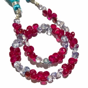 AAA+ Extremt vackra ~ Multi Ruby Korund Ädelstenspärlor Multi Ruby Facetterade Lökformade Pärlor Flerfärgade Korund 4-5 MM Lök RubyBead