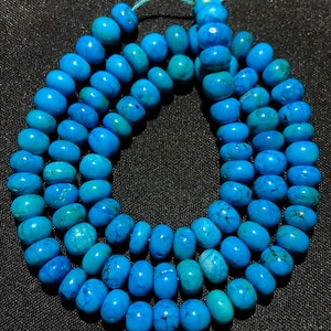 Blue Turquoise Smooth Rondelle Beads Natural Turquoise Gemstone Beads 8mm Turquoise Beads Heated Turquoise Beaded Strand Jewelry Making Bead