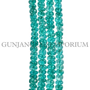 AAA+ Blueish~Green Apatite Smooth Beads Natural Neon Blue Apatite Gemstone Beads Neon Apatite Smooth Rondelle Beads 4-6mm Apatite Rondelles