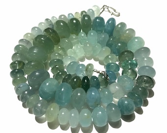 100% Natural~Milky Aquamarine Gemstone Beads••Beautiful Aquamarine Stone Rondelle Shape Beads••10-16 MM 26 Inch Shaded Milky Aquamarine Bead