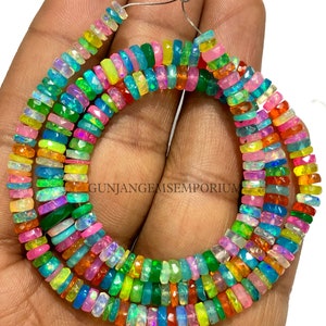 Gorgeous~~AAA+ Multi Mix Opal Faceted Tyre Beads Ethiopian Opal Tyre Shape Beads Natural Opal Wheels Genuine Opal Faceted Beads Opal Beads