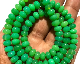 AAA+ Quality Chrysoprase Smooth Rondelle Beads Natural Green Chrysoprase Gemstone Beads 7mm Green Chrysoprase Beads Chrysoprase Stone Beaded