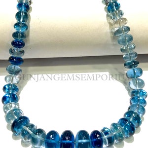 Wunderschöne ~~AAAA + Qualität~~Swiss Blue Topaz Glatte Rondell Perlen Hand poliert 6/11 mm Schweizer Topas Rondelle 18 ”Topaz Abgestufte Perlen Strang