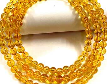 Gele Citrien Gladde Ronde Kralen 6mm Citrien Ronde Kralen 30 Inch Kralen Ketting Natuurlijke Citrien Edelsteen Kralen Geel Citrien Gladde Ballen