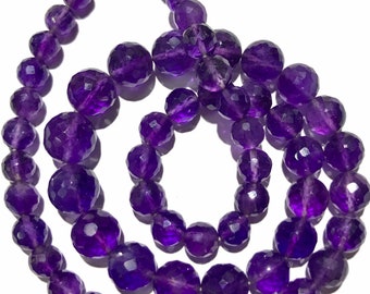 Very Rare Amethyst Faceted Round Beads Purple Amethyst Round Gemstone Beads Natural Amethyst 6-9MM Faceted Balls Healing Amethyst 16” Beads