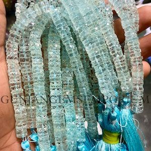 AAA+ AQUAMARINE Faceted Tyre Beads Beautiful Aquamarine Tyre Shape Beads Aquamarine Rondelle Faceted Beads Aquamarine Gemstone Wheel Beads