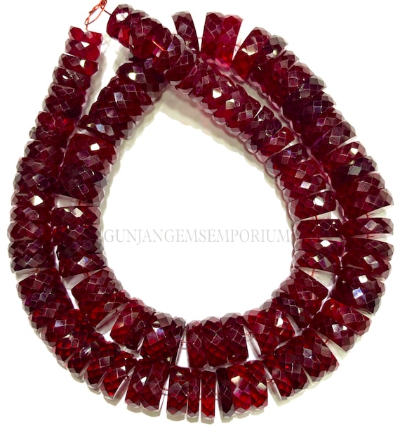 Sparkling~AAA+ Ruby Corundum Faceted Rondelle Beads 7*9mm Rondelle Ruby Beads 5” Dark Ruby Gemstone Beads Ruby Tyre Beads Wholesale Rubies