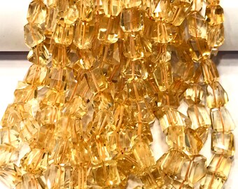 AAA Grade~~Yellow Citrine Faceted Nuggets Beads Yellow Citrine Gemstone Beads 16” Natural Citrine Laser Cut Nuggets Citrine Beaded Necklaces