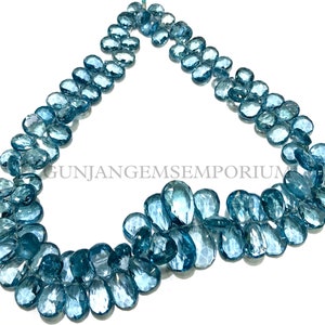 AAAA+ QUALITY~~Blue Aquamarine Faceted Peardrops Beads Aquamarine Almond Shape Beads Faceted Aquamarine Beads Aquamarine Briolette Wholesale