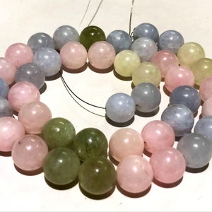 Natural Multi Aquamarine 10 mm Bolas 1mm Agujero /10 mm Multi Aquamarine Gemstone Abalorios/Forma Redonda Con 1mm Agujero 16&quot;Línea// Multi Aquamarine