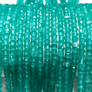 Rare Quality~~AAA+ Apatite Faceted Rondelle Beads Natural Neon Blue Apatite Rondelle Faceted Beads 3mm Apatite Gemstone Beads Genuine Apatie