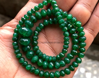 天然生エメラルドスムースナゲットビーズ 2層ネックレス グリーン