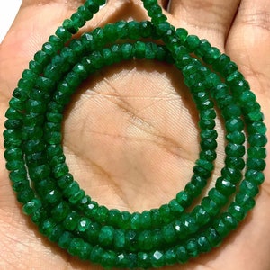 Natural Zambian Emerald Faceted Beads 4/5/6mm Emerald Beryl Rondelle Beads Green Emerald 18” Beads Emerald Gemstone Beads Wholesale Emeralds