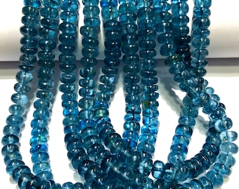 AAA+ London Blue Topaz Smooth Beads 7mm London Topaz Smooth Rondelle Beads Natural London Topaz Gemstone Beads Real Earth Mined Stone Jewel