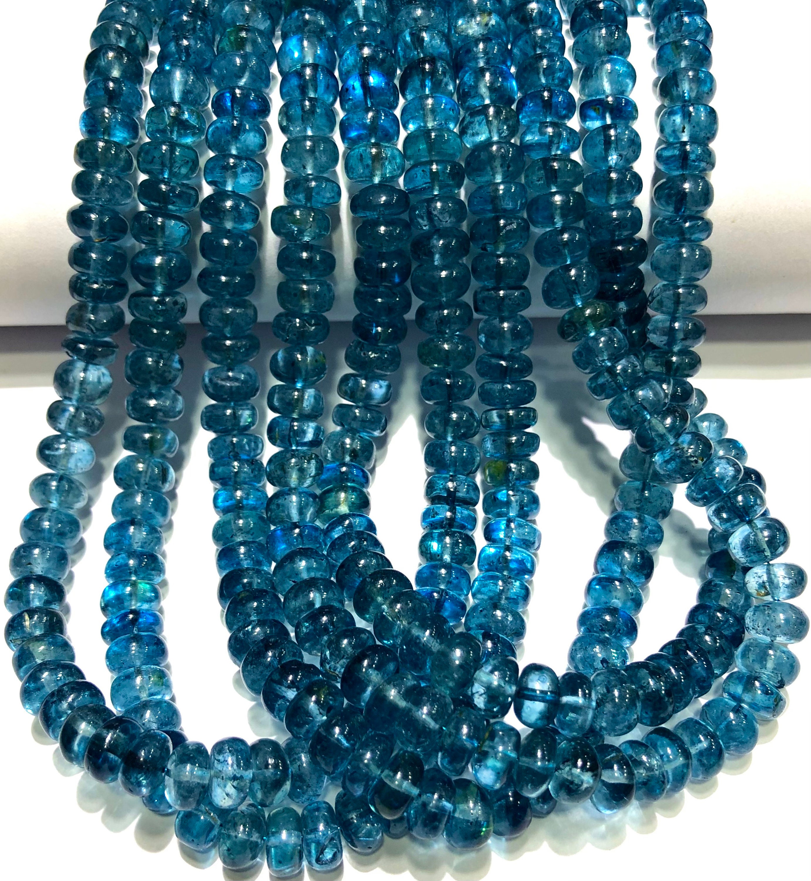 AAA+ London Blue Topaz Smooth Beads 7mm London Topaz Smooth Rondelle Beads Natural London Topaz Gemstone Beads Real Earth Mined Stone Jewel