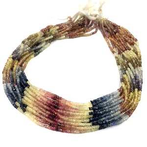 Beautiful Multi Sapphire Natural Faceted Beads Rondelle Shape 3mm Sapphire Gemstone Beads 16&quot; Sapphire Strand Wholesale Price