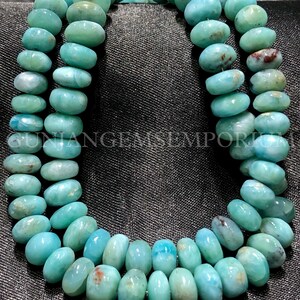 AAA+ Beautiful~~Larimar Smooth Rondelle Beads Natural Larimar Rondelle Smooth Beads Genuine Larimar Gemstone Beads Blueish Larimar Wholesale