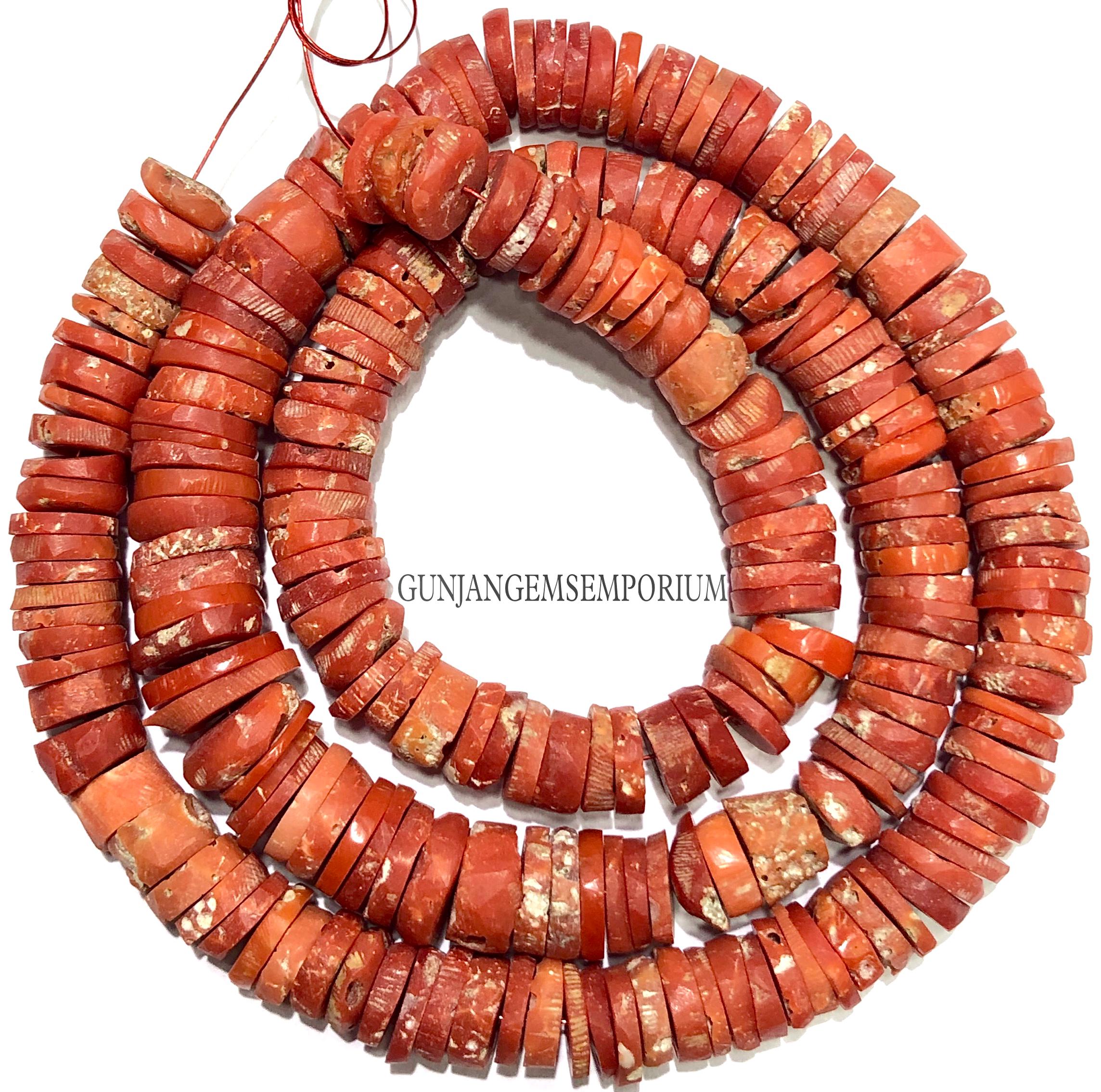 Rare Raw Coral Heishi Beads Unpolished Untreated 100% Natural Orange ...