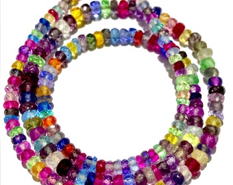 AAAA++ Quality~~Multi Sapphire Gemstone Beads Multi Sapphire Rondelle Beads Multi Color Sapphire Faceted Rondelle Beads Multi Sapphire Beads
