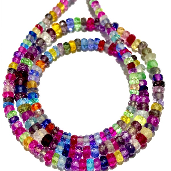 AAAA++ Quality~~Multi Sapphire Gemstone Beads Multi Sapphire Rondelle Beads Multi Color Sapphire Faceted Rondelle Beads Multi Sapphire Beads