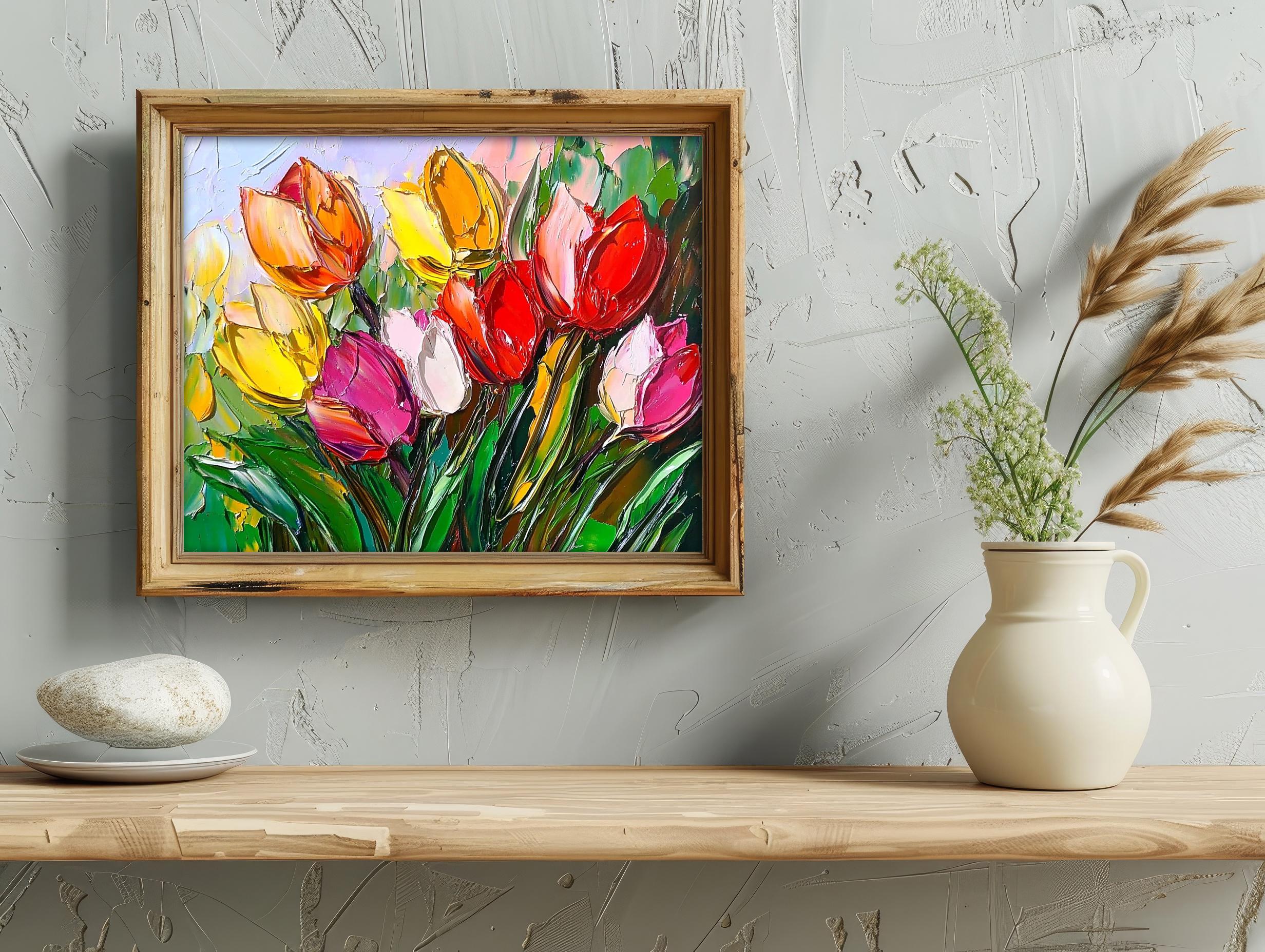 Tulip Painting Floral Oil Painting Flowers Impasto Painting Tulips ...